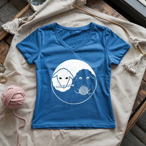 Black & White Sheeps Lady V-neck