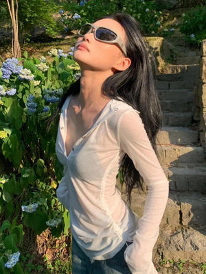 Sheer Ruched Hoodie Top