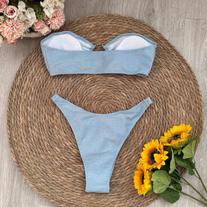 Strapless Pierced Bikini Set
