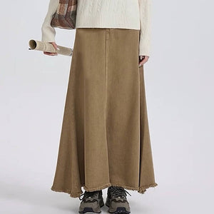 Fairy Grunge Denim Maxi Skirt