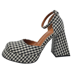 Gingham Mary Jane Platform Heels