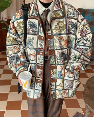 Oversized Cat Print Jacket