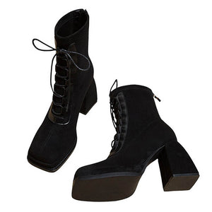 Outta Town Square Toe Lace Up Boots