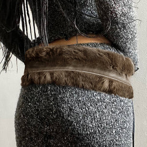 2000s Faux Fur Leather Belt
