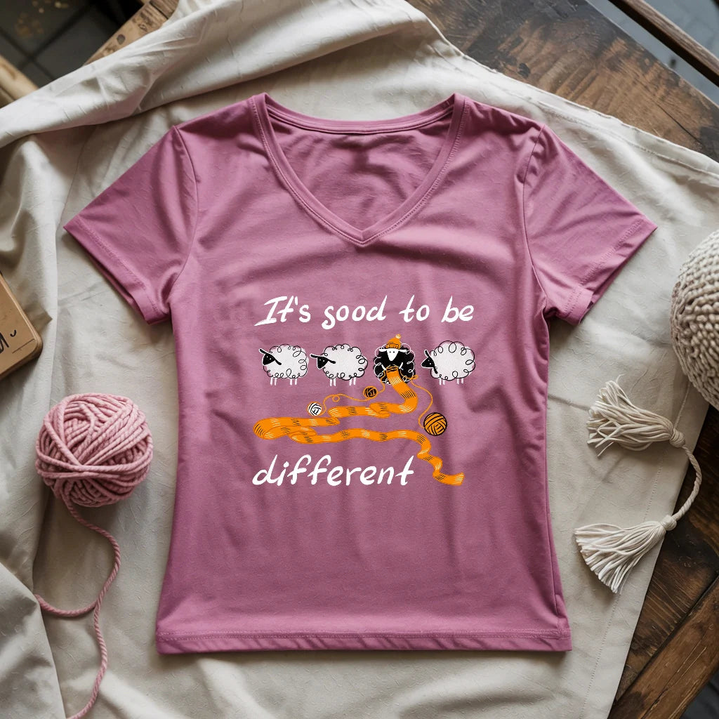 Be Knitting Sheep Lady V-neck