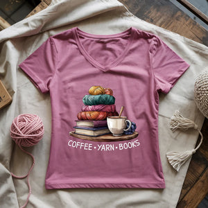 Coffee Yarn Books Lady V-neck