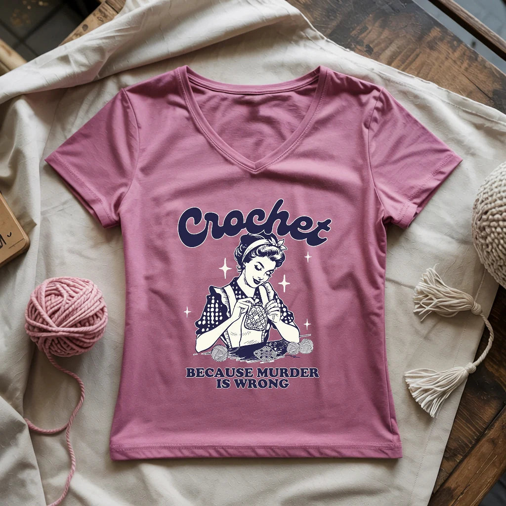 Crochet Not Murder Lady V-neck
