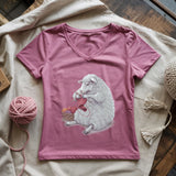 Woolly Knitting Lady V-neck