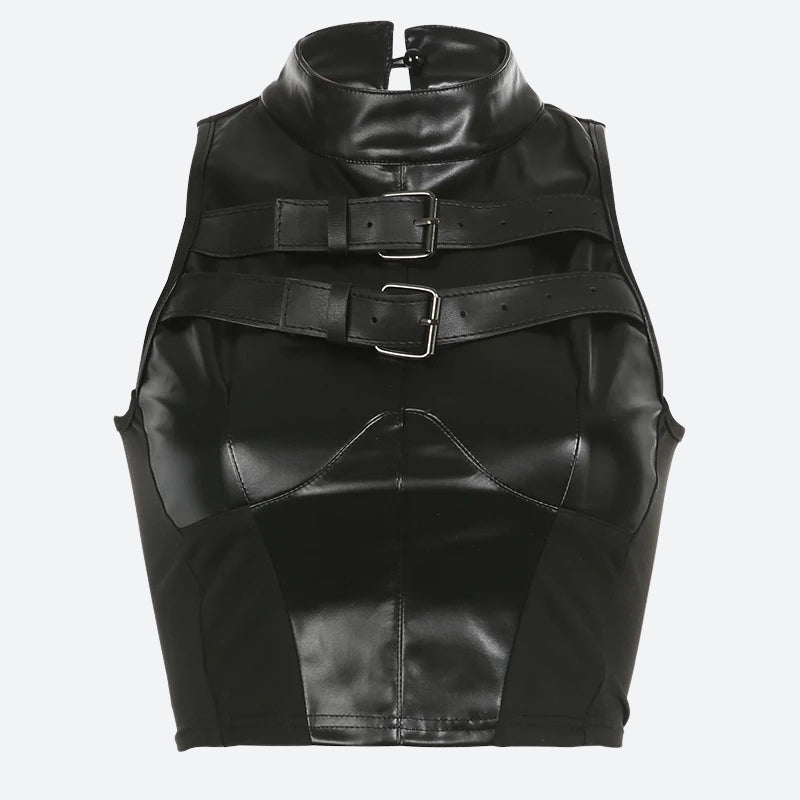 Cyberpunk Faux Leather Crop Top