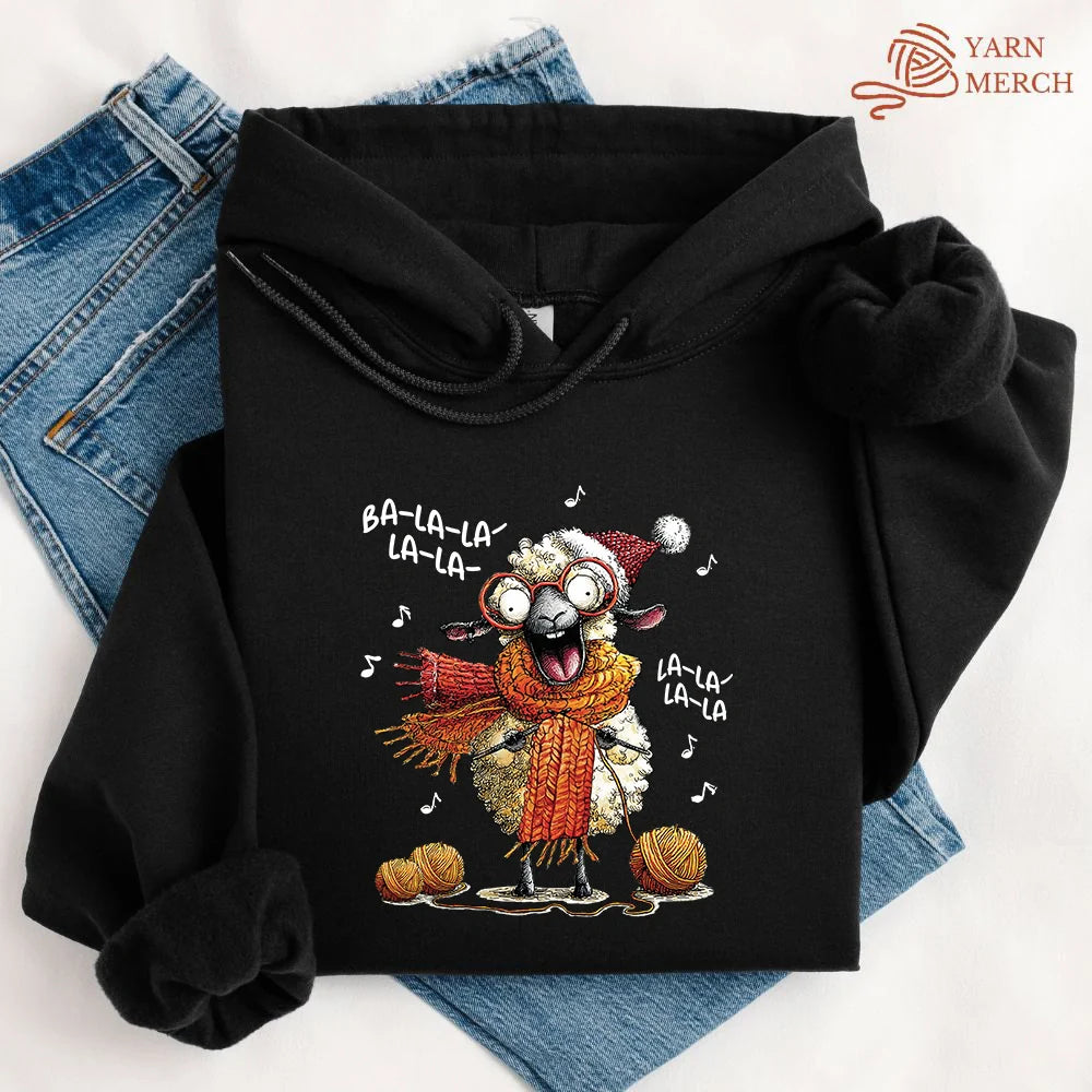 Fa-la-la Knitting Sheep Hoodie