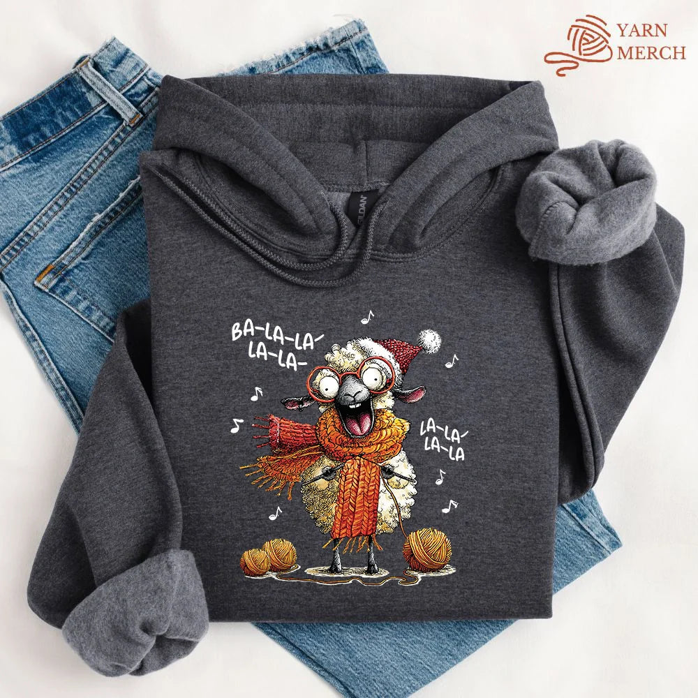 Fa-la-la Knitting Sheep Hoodie
