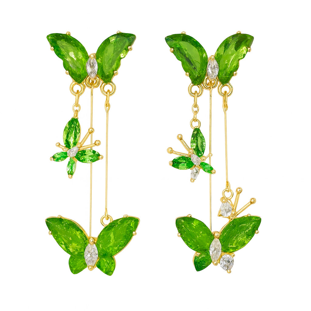 Fairy Butterfly Green Earrings