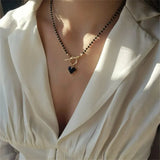 Heart Toggle Clasp Beaded Necklace