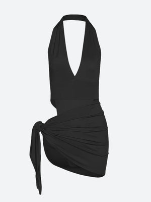 High Cut Swimsuit & Skirt Two Piece Set
