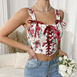 Lace-Up Corset Crop Top