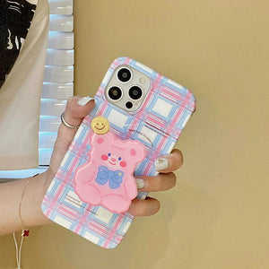 Pastel Bear Plaid iPhone Case