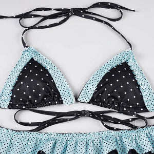 Polka Dot Ruffled Bikini Set