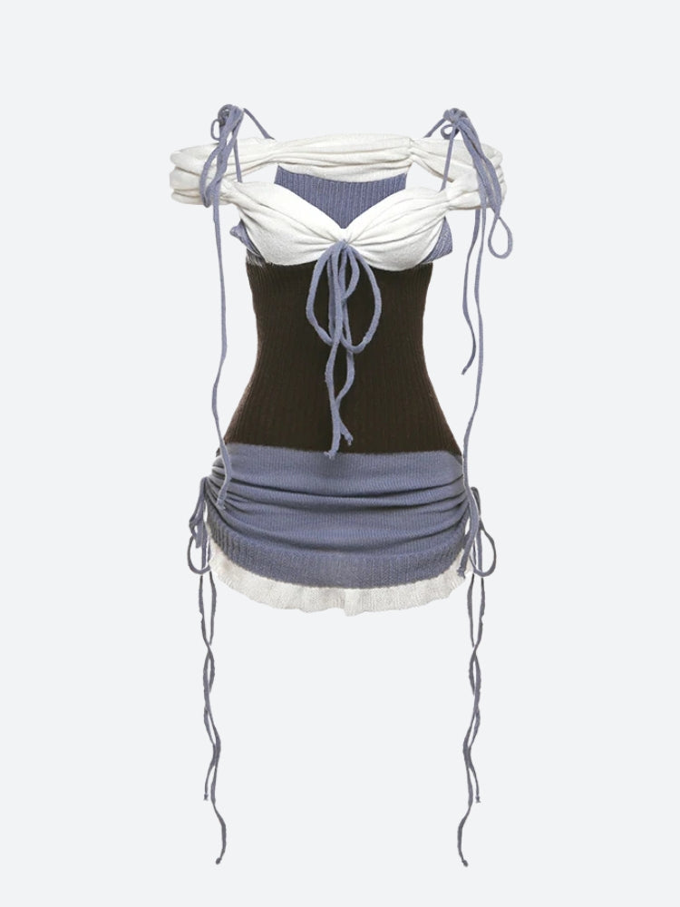 Ruched Knitted Mini Dress