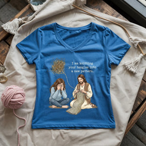 God Knitting Tangles Lady V-neck