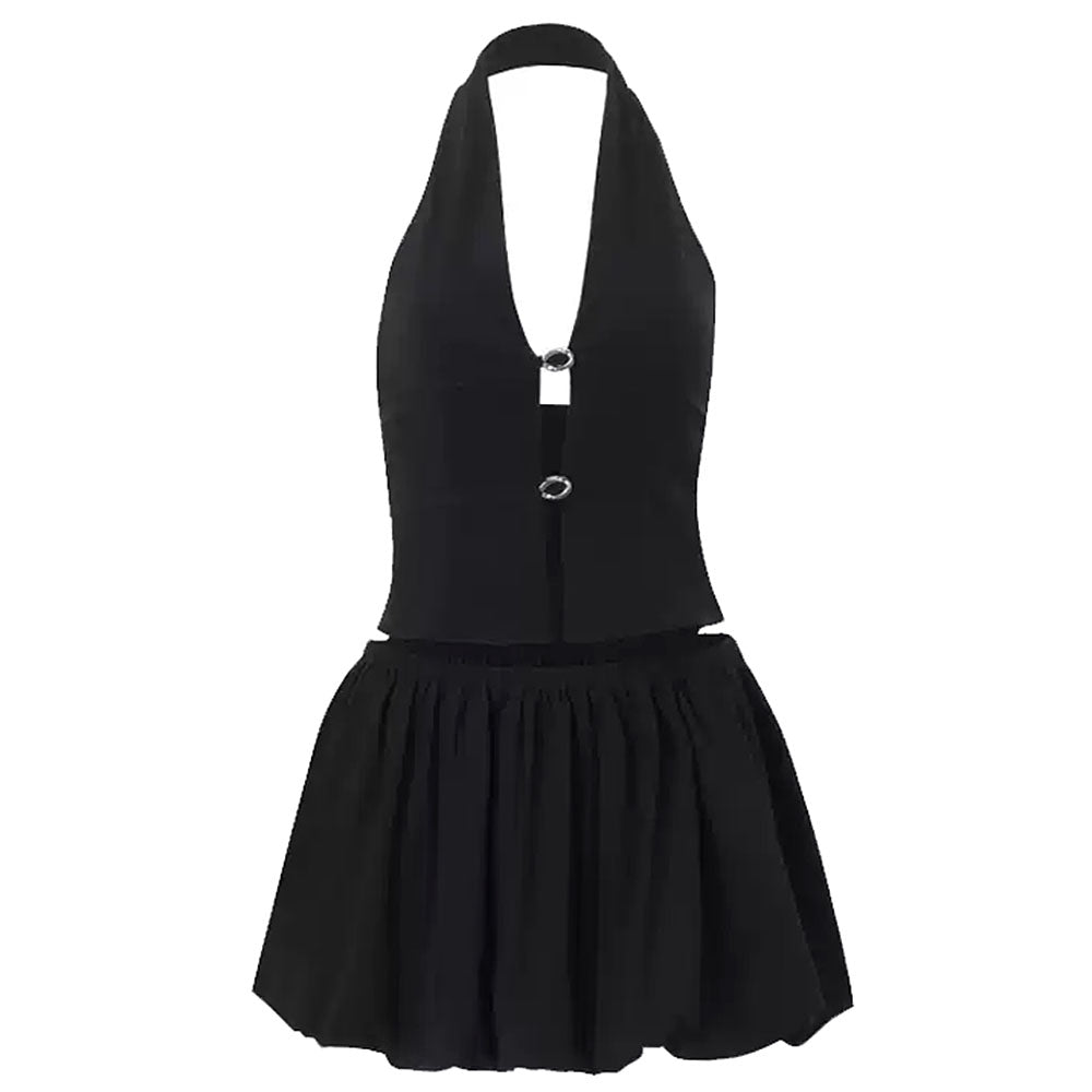 Flirty Babe Halter Top & Bubble Skirt Set