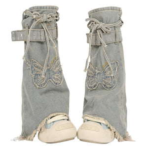 Butterfly Patch Y2K Denim Leg Warmers