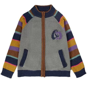Colorful Striped Indie Kid Zip Sweater