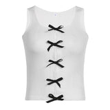 Spliced Split Y2K Bow Tank Top