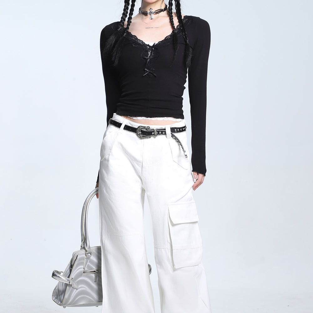 Coquette Aesthetic V-Neck Top