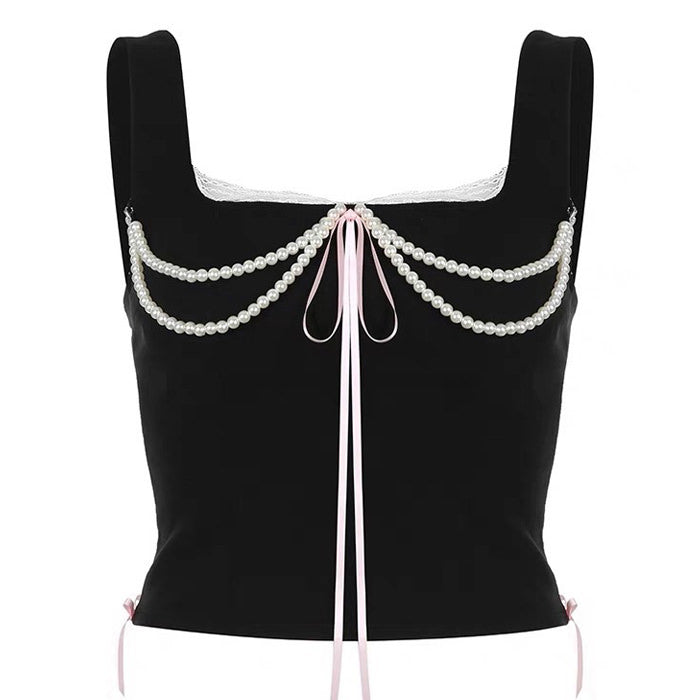 Coquette Bow Pearl Bustier Top