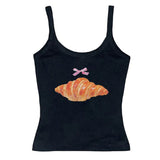 Croissant Print Y2K Tank Top