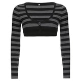 Emo Aesthetic Striped Long Sleeve Top