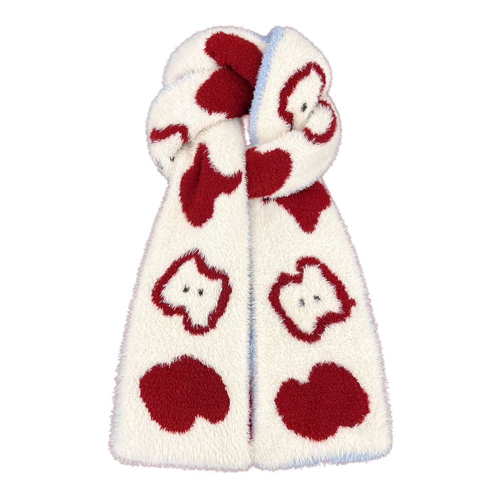 Fuzzy Apple Pattern Scarf