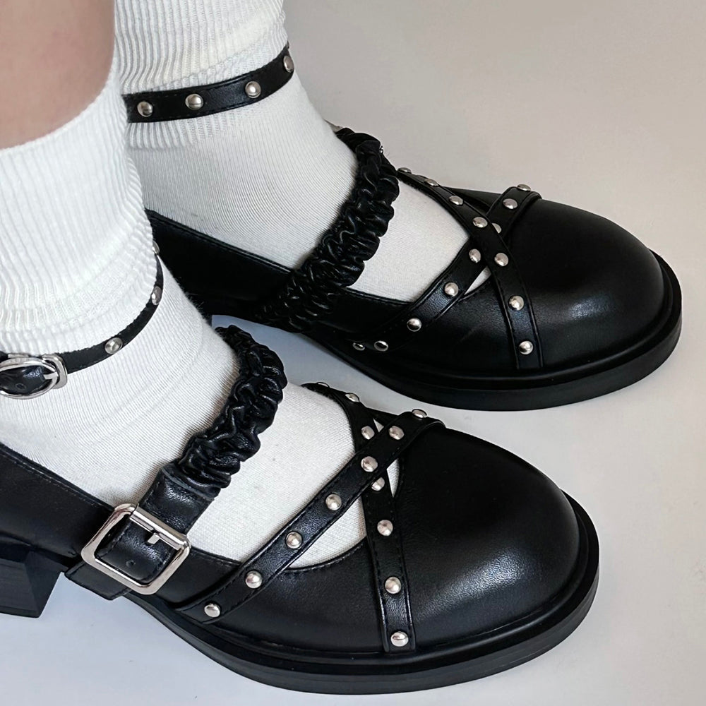 Grunge Sleaze Studded Mary Janes