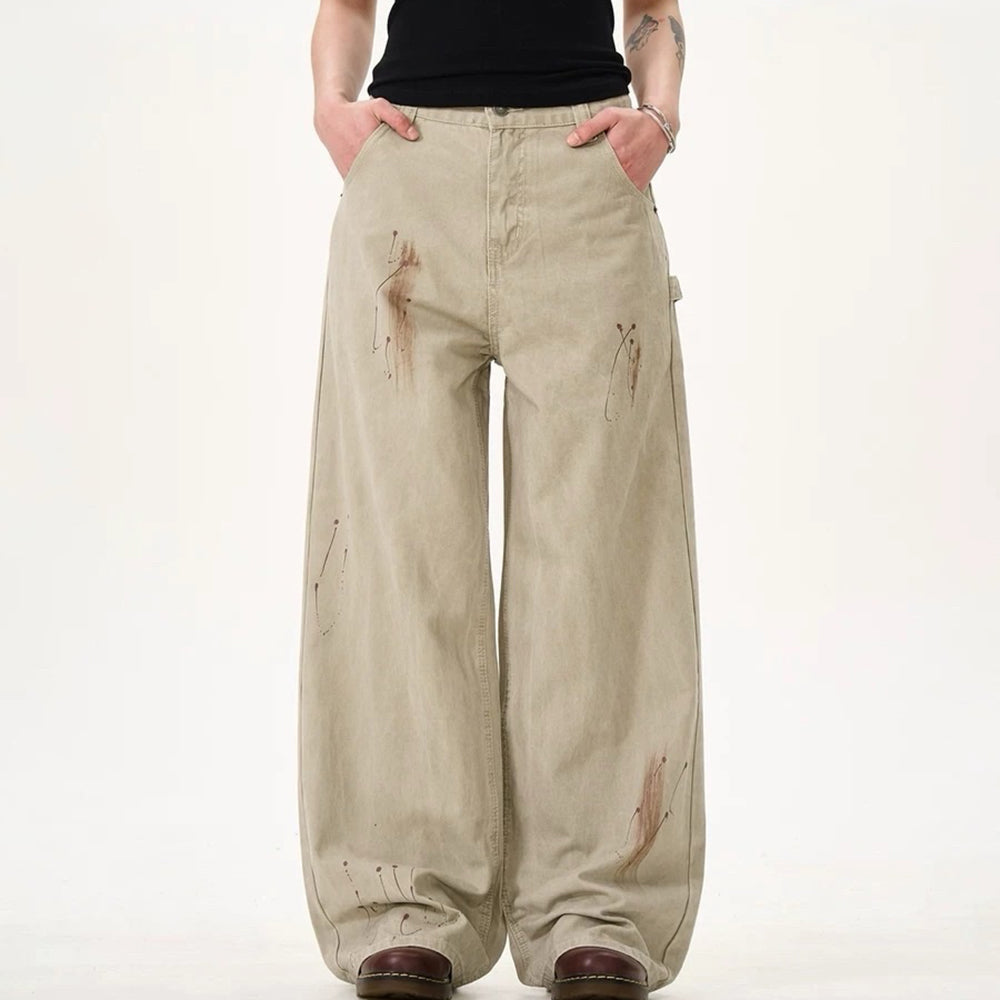 Handprint Wide-Leg Jeans