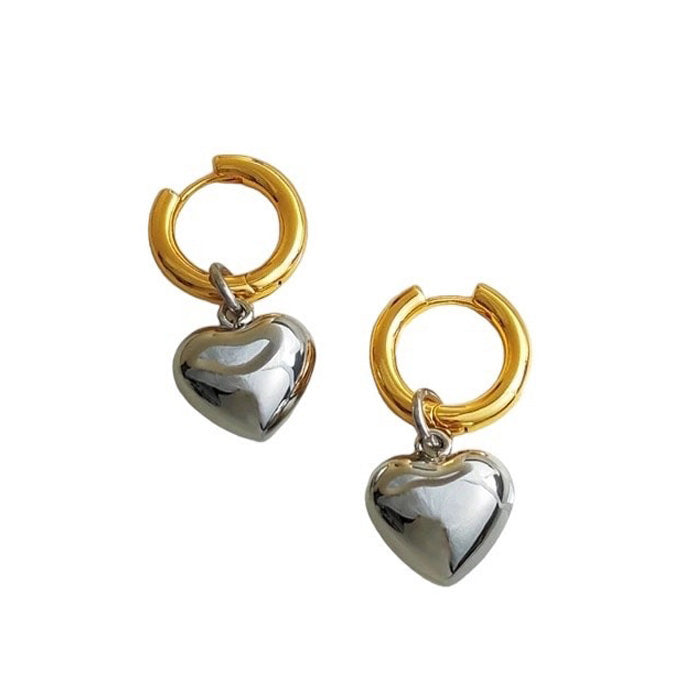 Heart Pendant Hoop Earrings