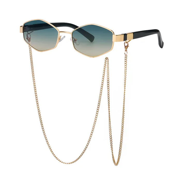 Hexagonal Sunglasses with Chain
