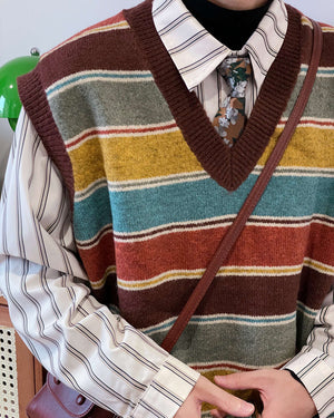 Prep School Striped Knit Vest