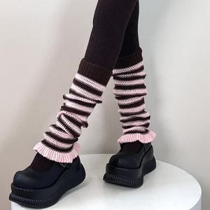 Indie Aesthetic Striped Leg Warmers