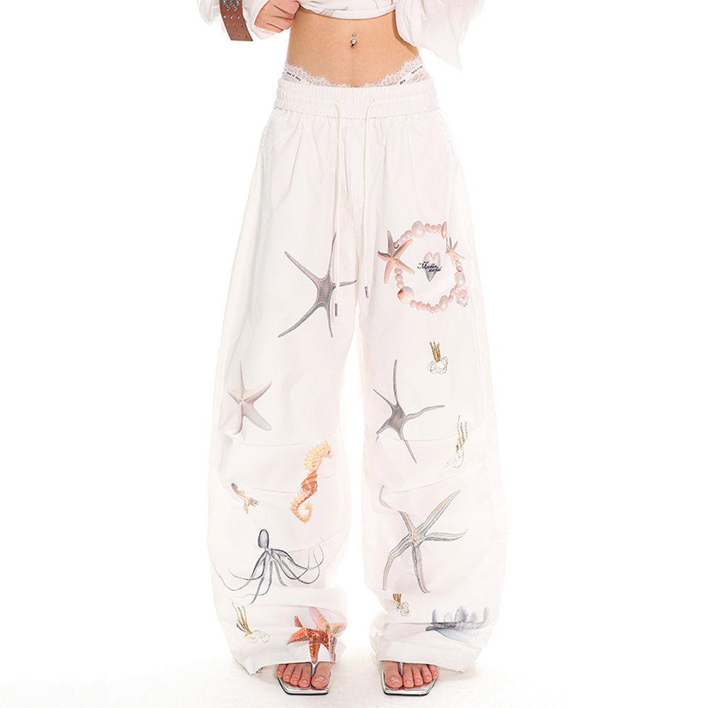 Mermaid Aesthetic Wide-Leg Trousers