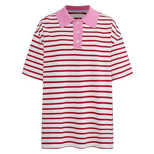 Pink Stripe Skater Polo Shirt