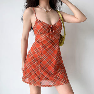 Preppy Style Plaid Mini Dress
