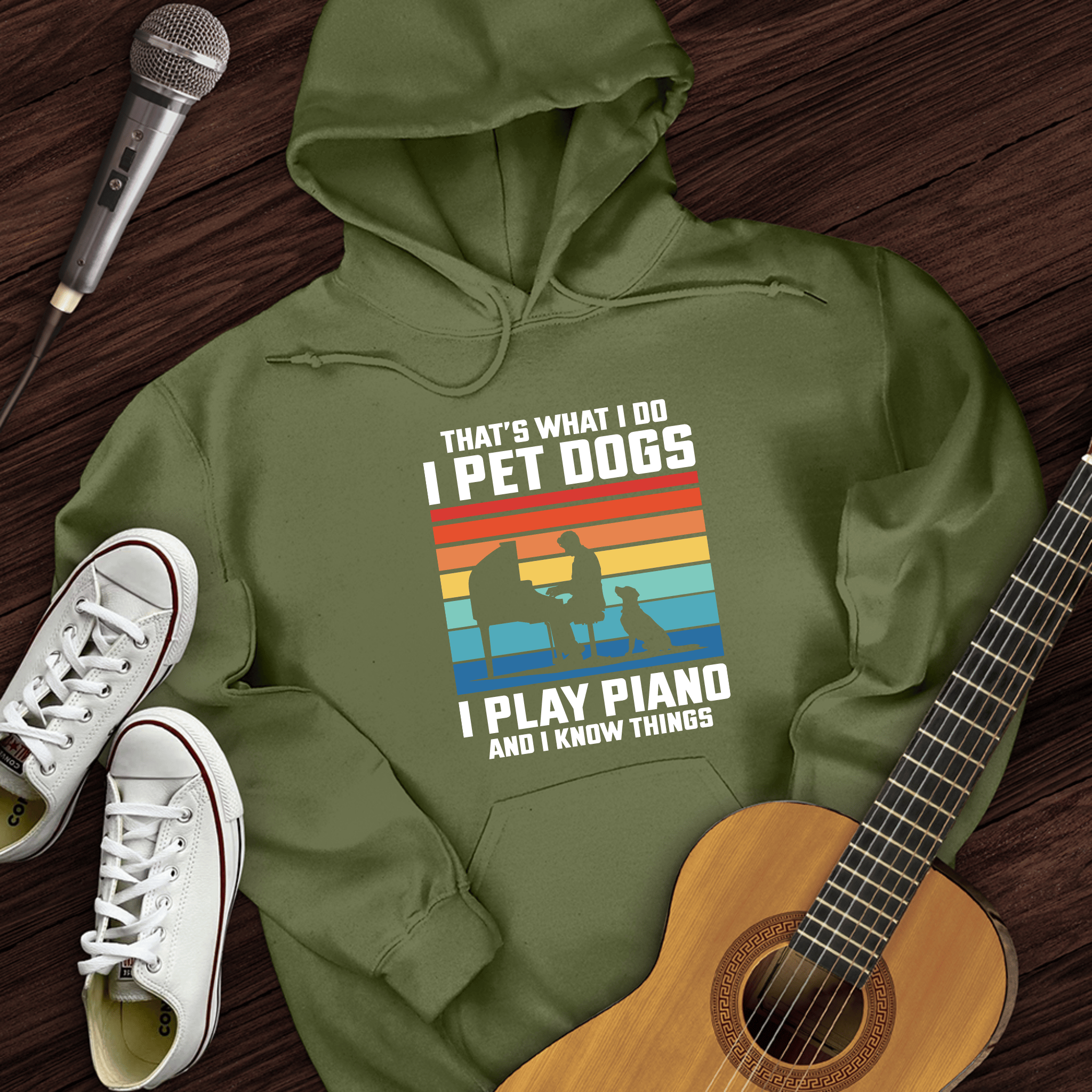 I Pet Dogs With Piano Hoodie