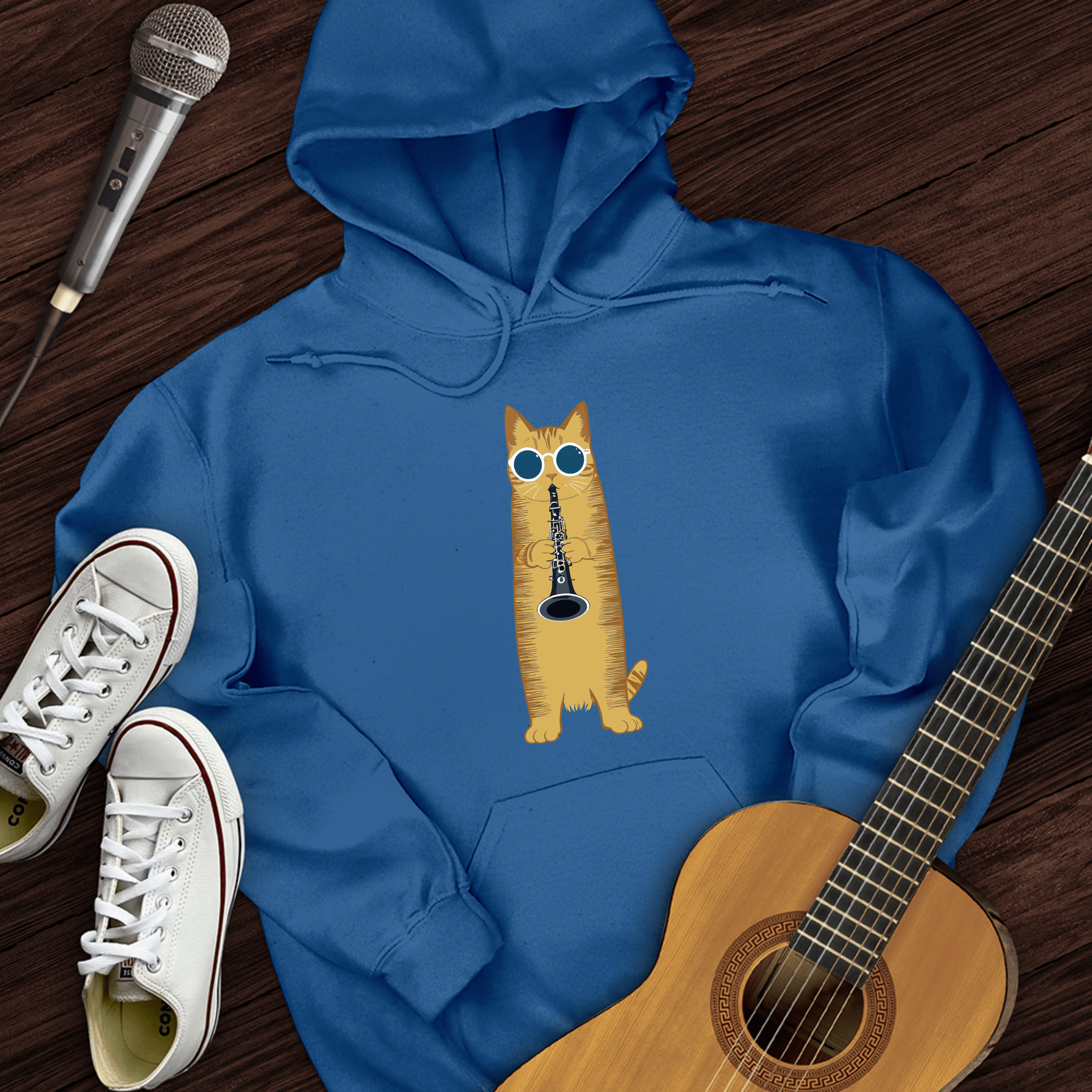 Cat Playing The Clarinet Hoodie
