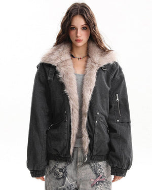 Not Your Babydoll Fur Trim Bomber Jacket