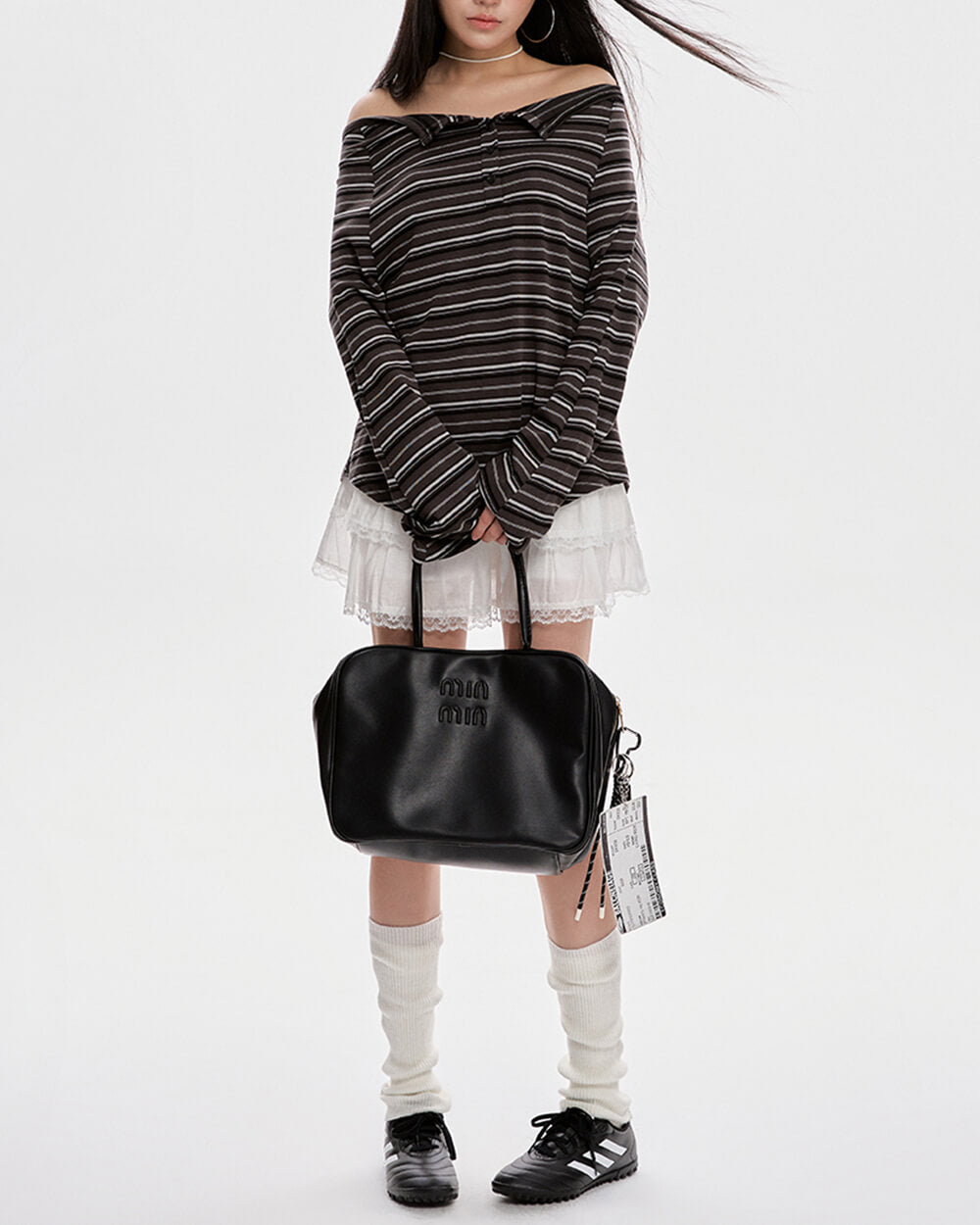 Y2K Off-Shoulder Henley Longsleeve